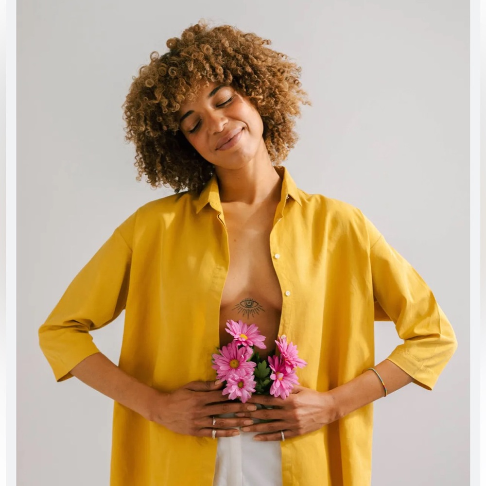 STUDIO WORKS Yellow Suede-Like Long Sleeve Shirt
